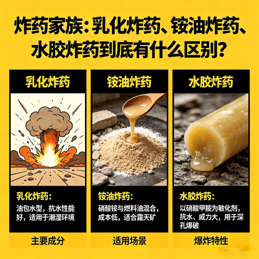 永寿炸药家族：乳化炸药、铵油炸药、水胶炸药到底有什么区别？